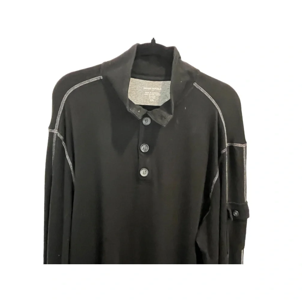 Banana Republic Black 1/4 Button Long Sleeve Men's Sweatshirt Size XXL